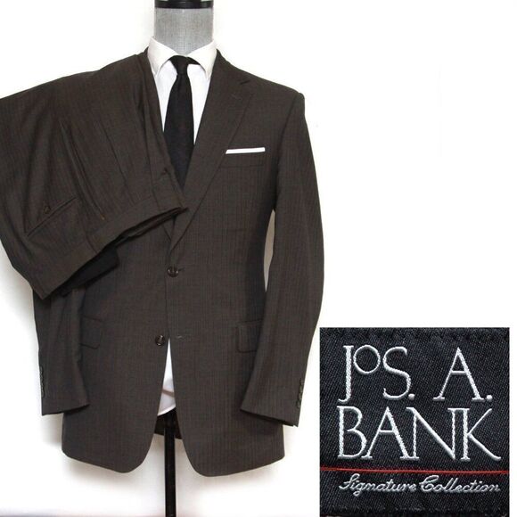 Jos A Bank Mens Suit 2 Piece Set Size 41L Jacket Blazer Pants Wool D040222 - Picture 1 of 16